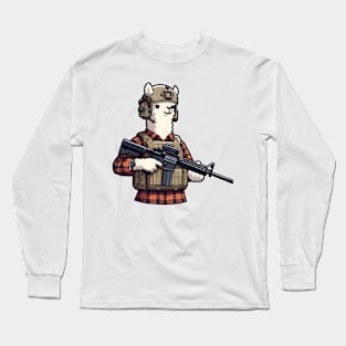 Tactical Alpaca Adventure Tee: Where Whimsy Meets Command Long Sleeve T-Shirt